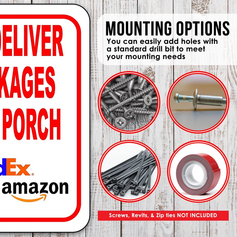 Work House Signs Please Deliver All Packages to Back Porch Aluminum Composite Sign - Delivery Instructions for My Packages from Amazon, FedEx, USPS, UPS, Indoor Outdoor Signs for Home, Office, Work, 8.5 ""x10 "" - Image 4